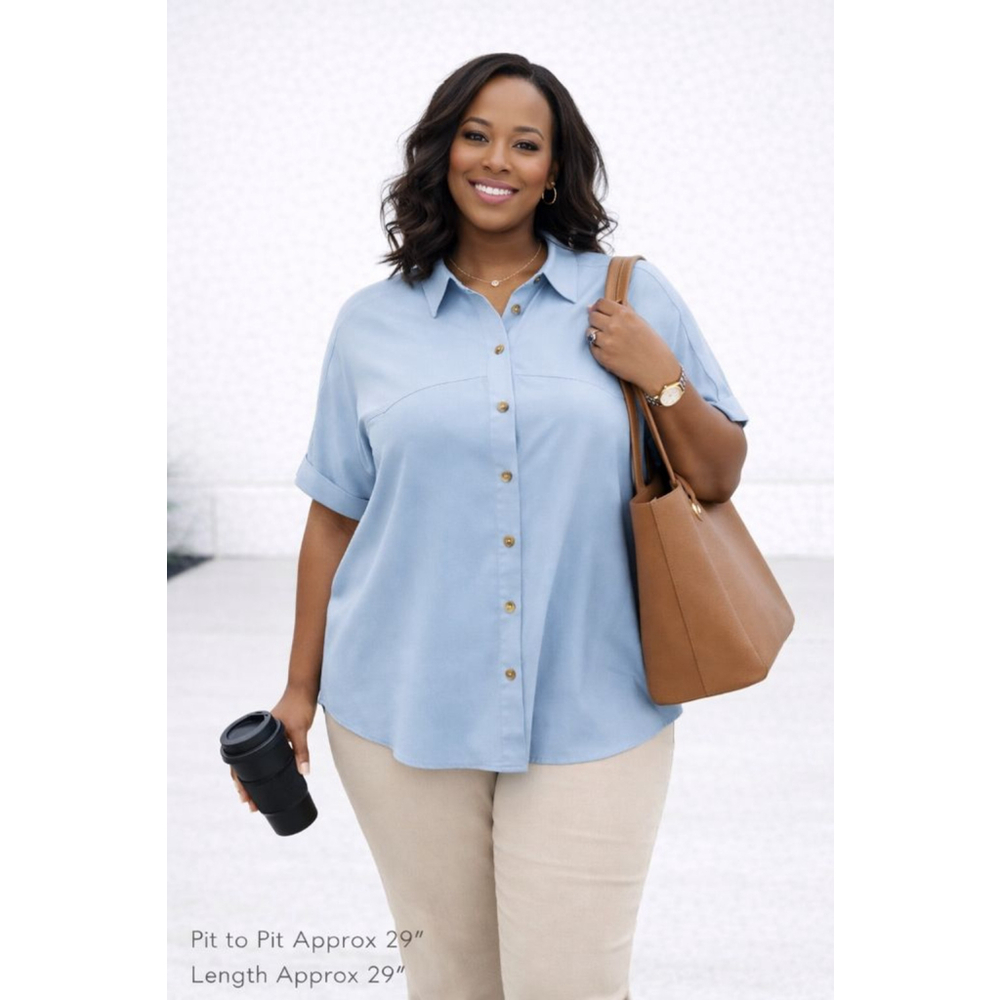 Light Blue Button-Down Shirt - Relaxed Women’s Top